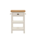 White Wooden Oak Top Butchers Block with Drawer and Shelves