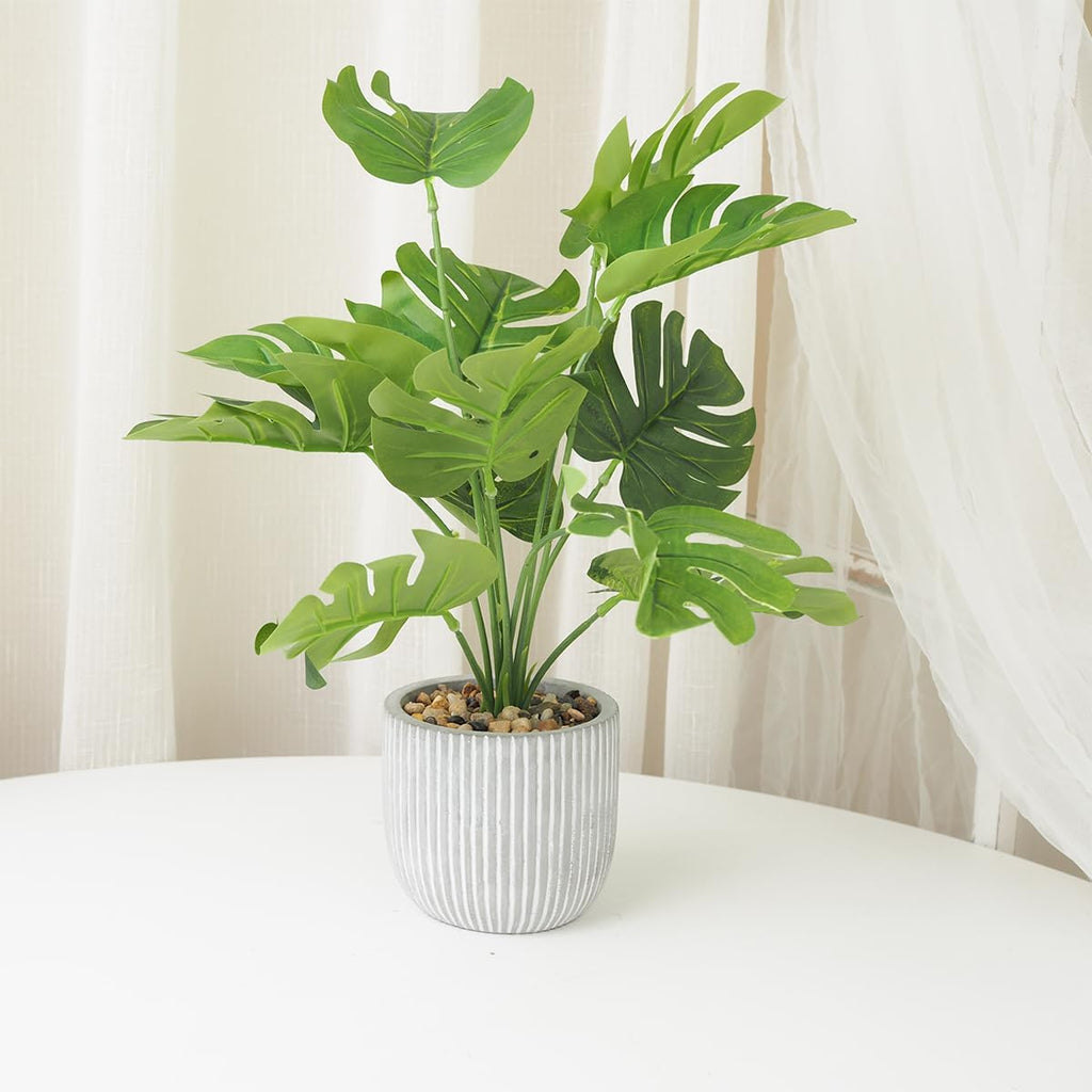 Fake Tropical Palm Tree with Greenery Leaves Stems