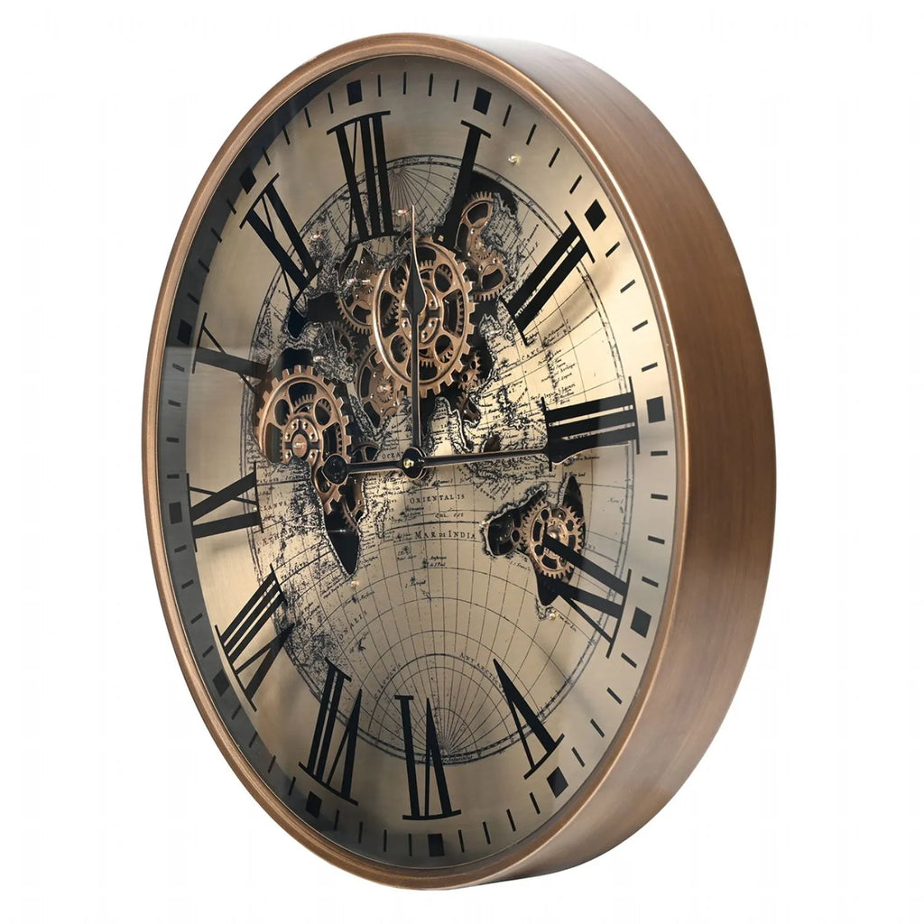 Atlas Moving Cogs Wall Clock  Gold, Black