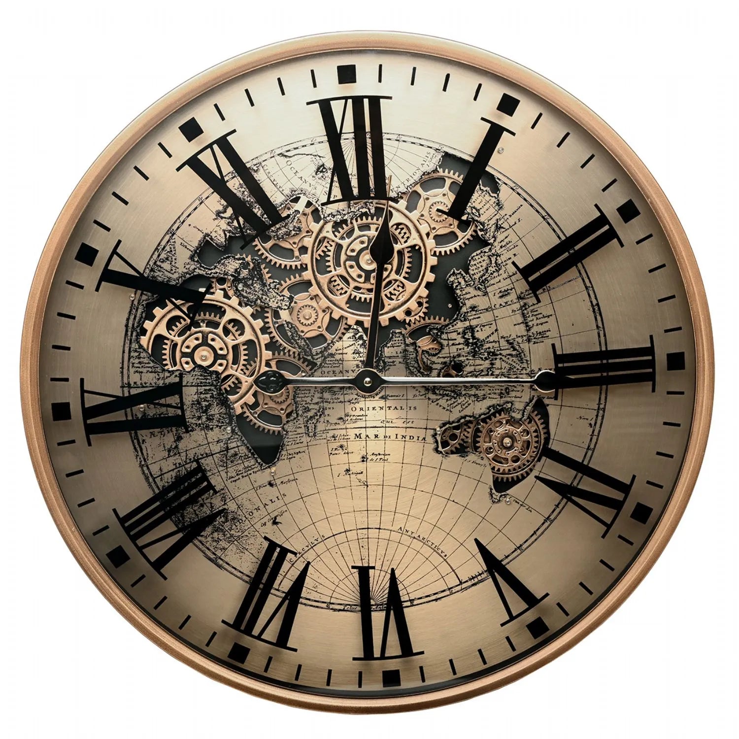 Atlas Moving Cogs Wall Clock  Gold, Black