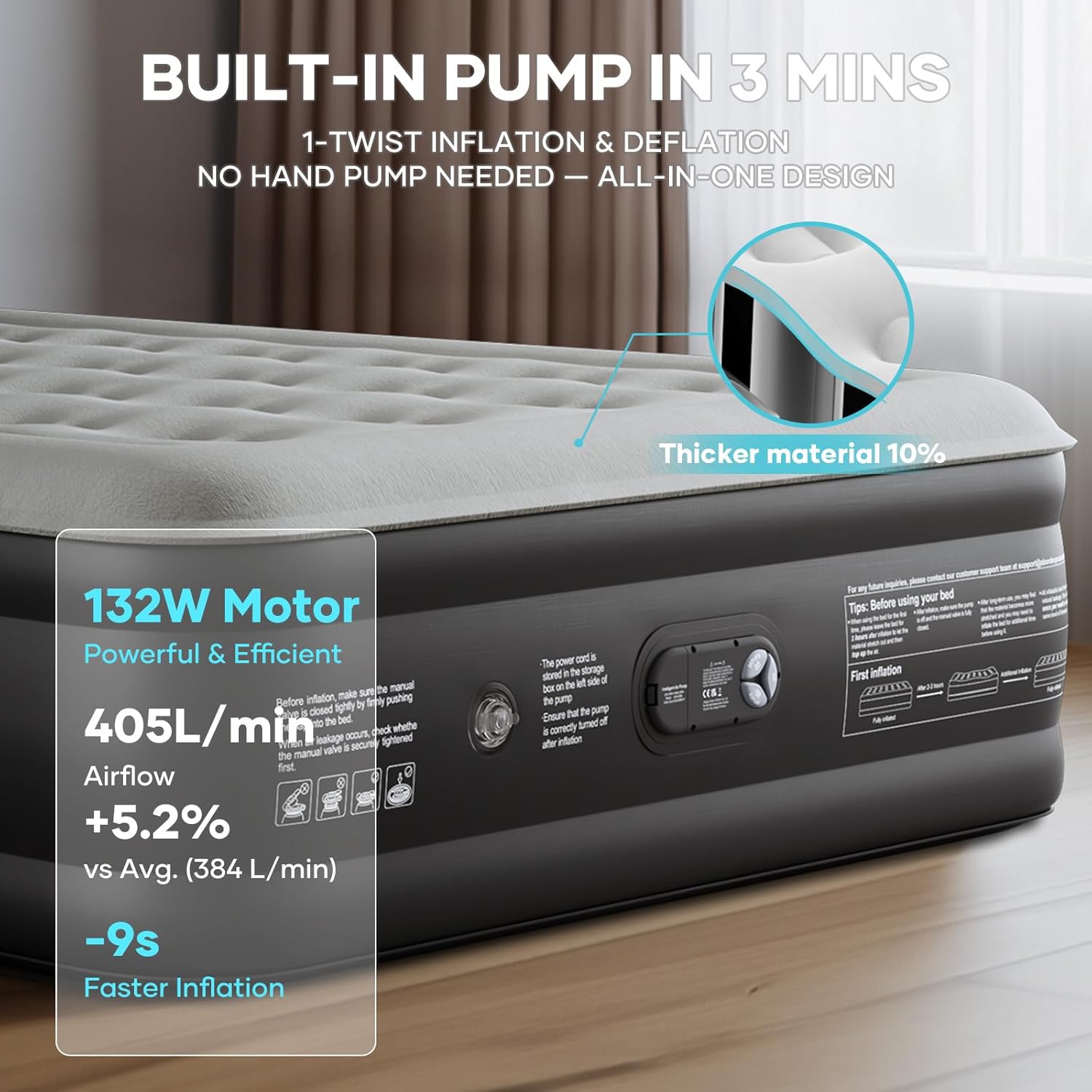 Double Airbed with Built in Pump