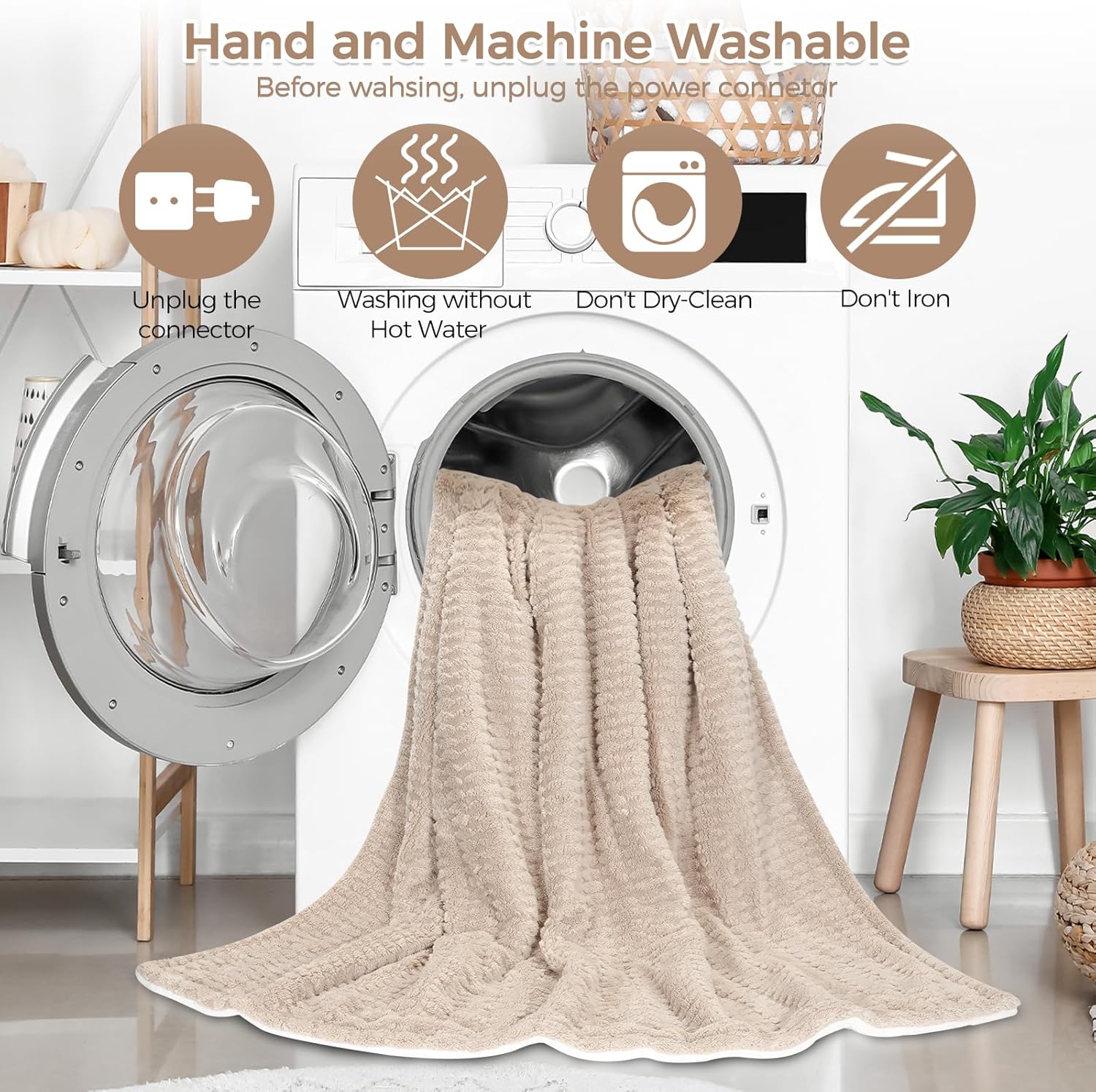 Electric Heated Blanket - Beige