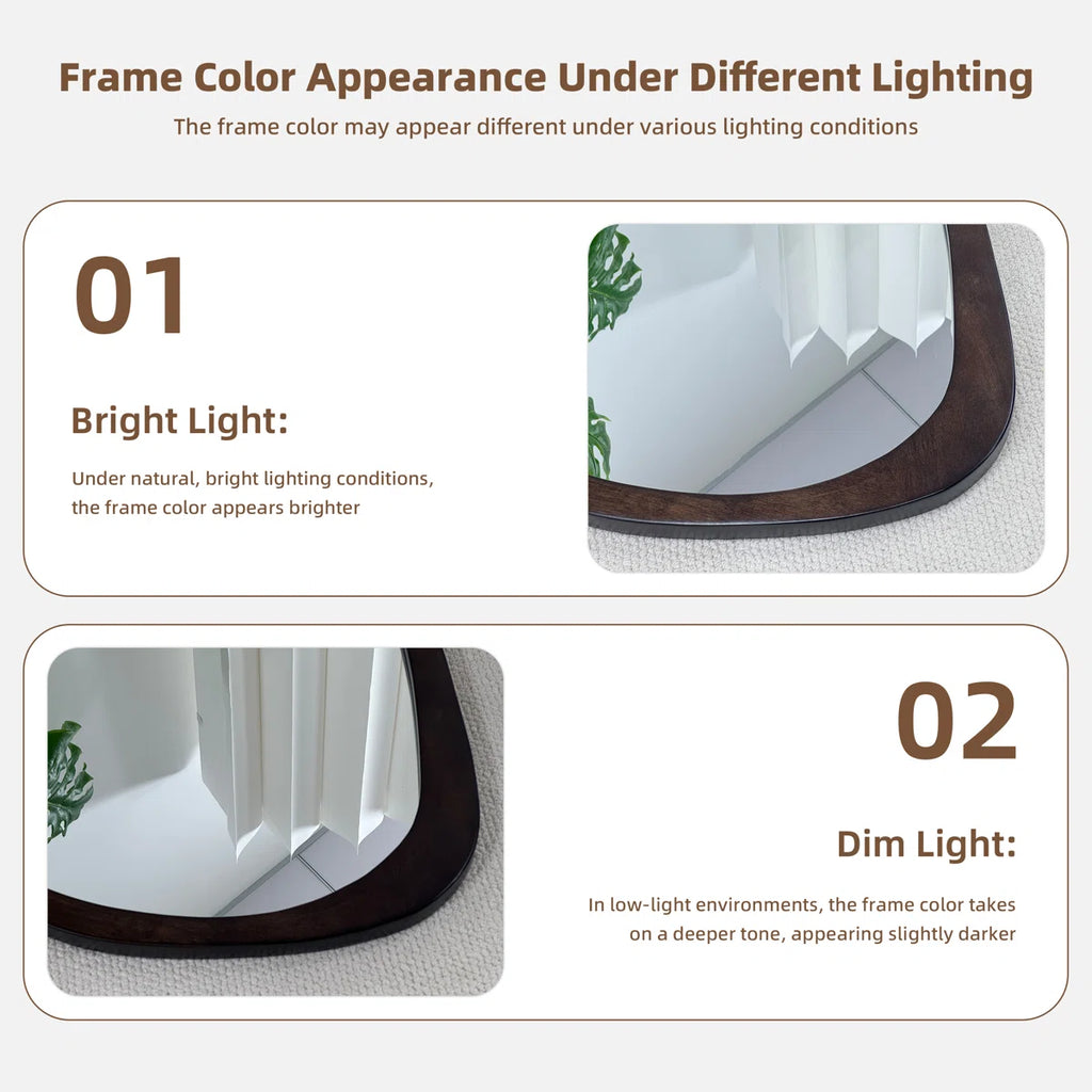 Asymmetrical Wood Framed Wall Accent Mirror