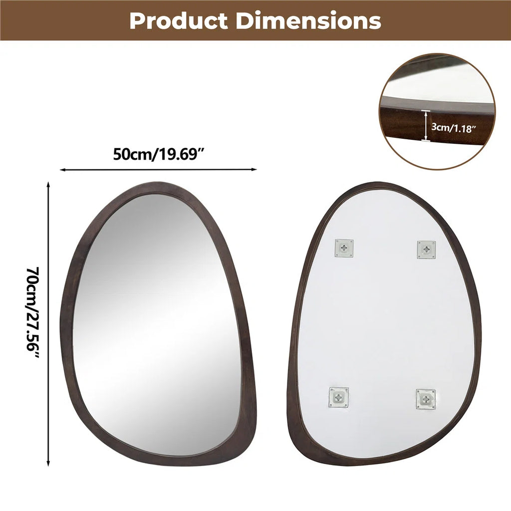 Asymmetrical Wood Framed Wall Accent Mirror