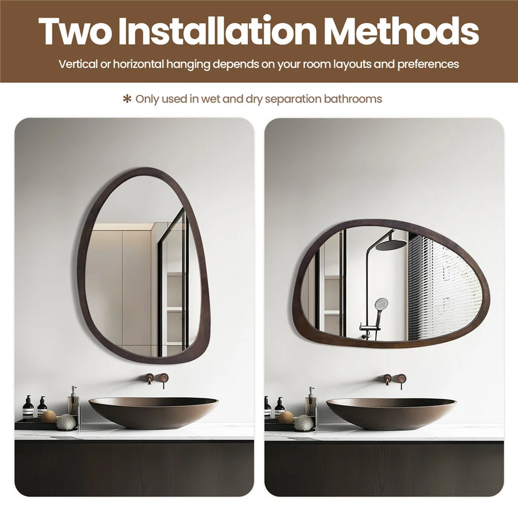 Asymmetrical Wood Framed Wall Accent Mirror
