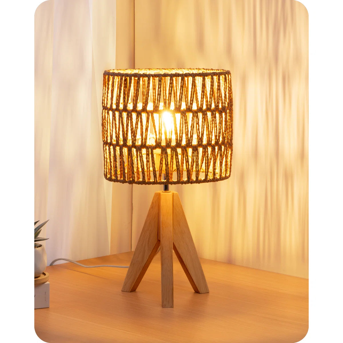 Solid Wood Tripod Lamp